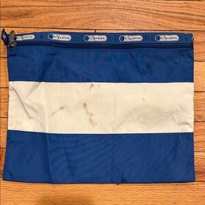 LeSportsac Navy and Cream Striped Pouch